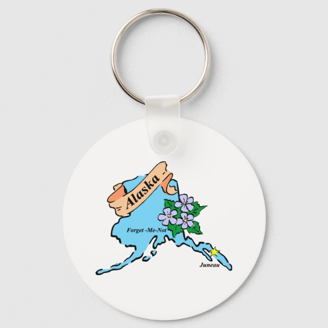Colorful Alaska Map Tees and Gifts Keychain (Front)