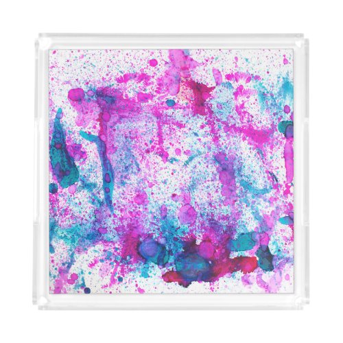 Colorful alcohol ink abstract painting acrylic tray