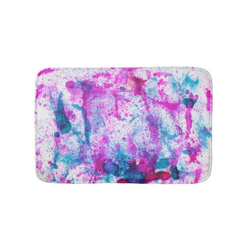 Colorful alcohol ink abstract painting bath mat