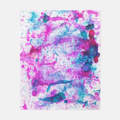 Colorful alcohol ink abstract painting fleece blanket