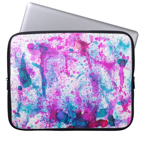 Colorful alcohol ink abstract painting laptop sleeve