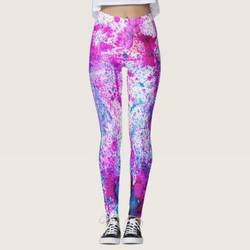 Colorful alcohol ink abstract painting leggings