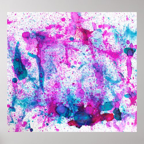Colorful alcohol ink abstract painting poster