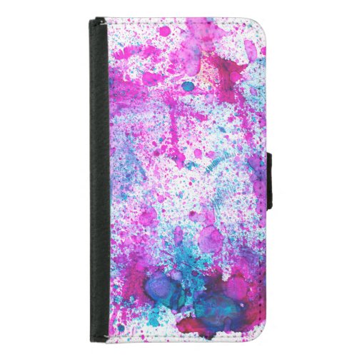 Colorful alcohol ink abstract painting samsung galaxy s5 wallet case