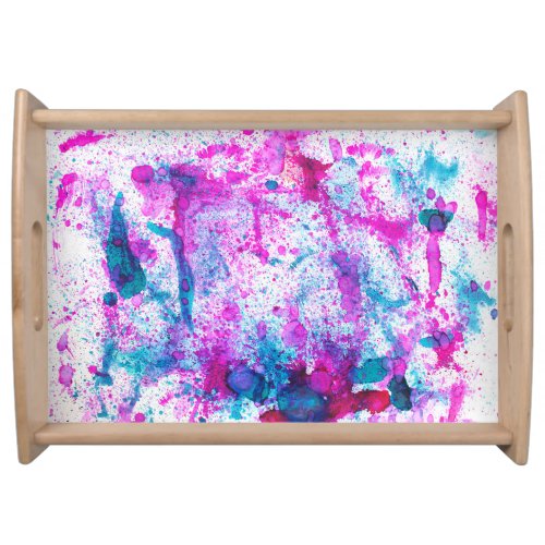 Colorful alcohol ink abstract painting serving tray