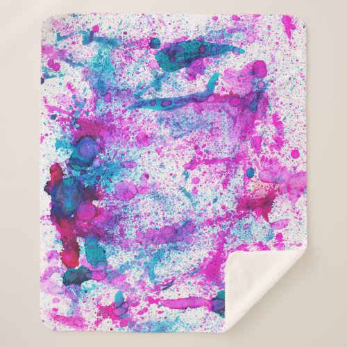 Colorful alcohol ink abstract painting sherpa blanket