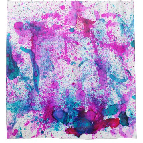 Colorful alcohol ink abstract painting shower curtain