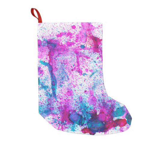 Colorful alcohol ink abstract painting small christmas stocking