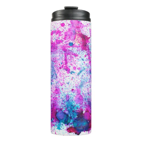 Colorful alcohol ink abstract painting thermal tumbler