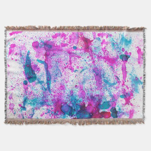 Colorful alcohol ink abstract painting throw blanket