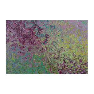 Colorful Alcohol Ink, Green and Burgundy Abstract Acrylic Print