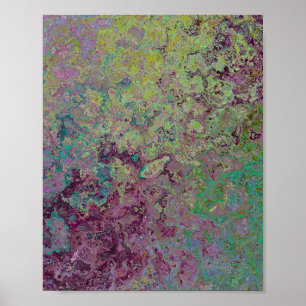 Colorful Alcohol Ink, Green and Burgundy Abstract Poster