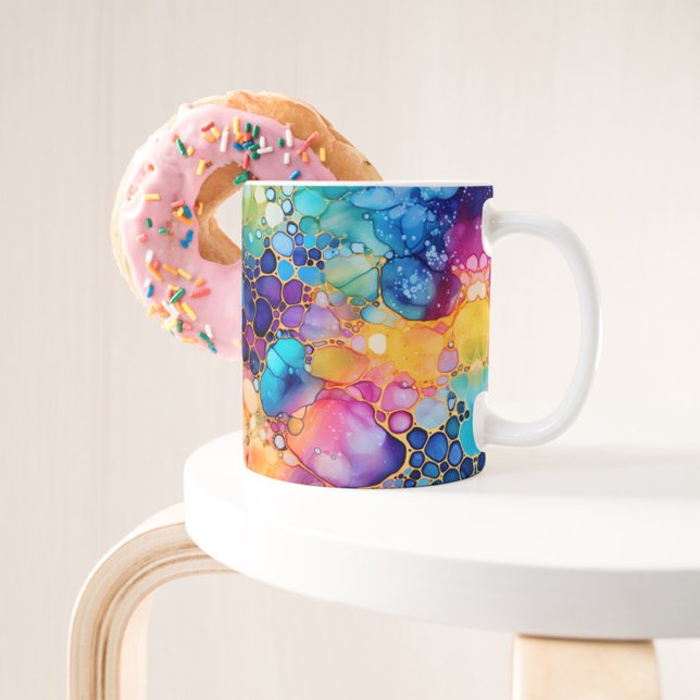 Colorful alcohol ink modern watercolors background coffee mug (Creator Uploaded)