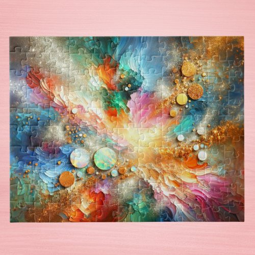 Colorful Alcohol Ink Opal Abstract Art Jigsaw Puzzle