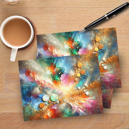 Colorful Alcohol Ink Opal Abstract Art Postcard