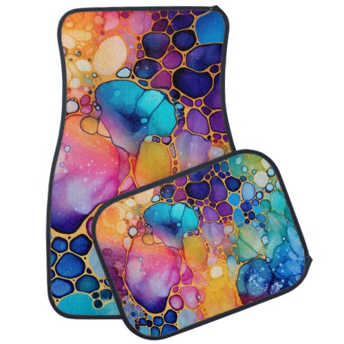 Colorful alcohol ink watercolors background car floor mat