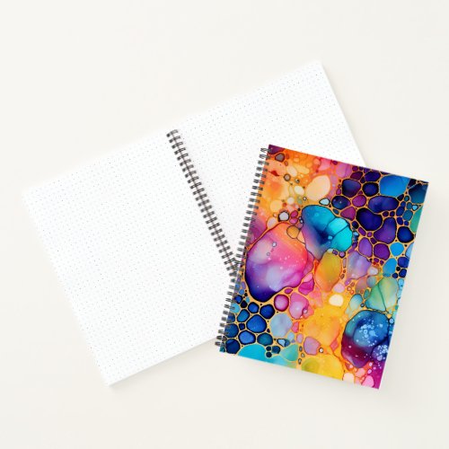 Colorful alcohol ink watercolors background notebook
