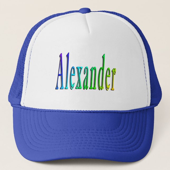 Colorful Alexander Name Logo, Trucker Hat (Front)