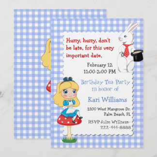 Colorful Alice In Wonderland Birthday Tea Party Invitation