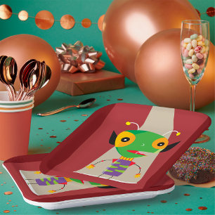 Colorful Alien Ant in Spotlight Quirky Sci-Fi Paper Plates