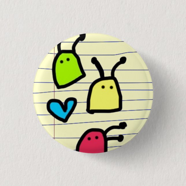 colorful alien blobs doodle pinback button (Front)