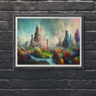 Colorful Alien Fantasy Nature Landscape Poster