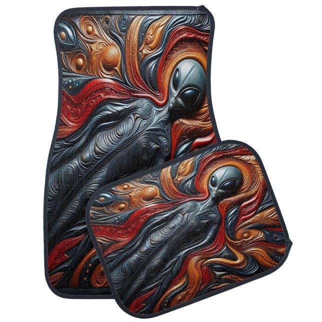 Colorful Alien Figure Car Floor Mat (Set)