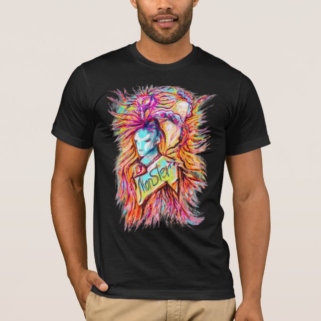 Colorful Alien Monster Art Pen Drawing T-Shirt (Front)