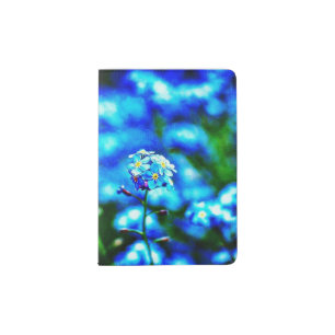 Colorful All Alone Blue Flower Passport Book Holder
