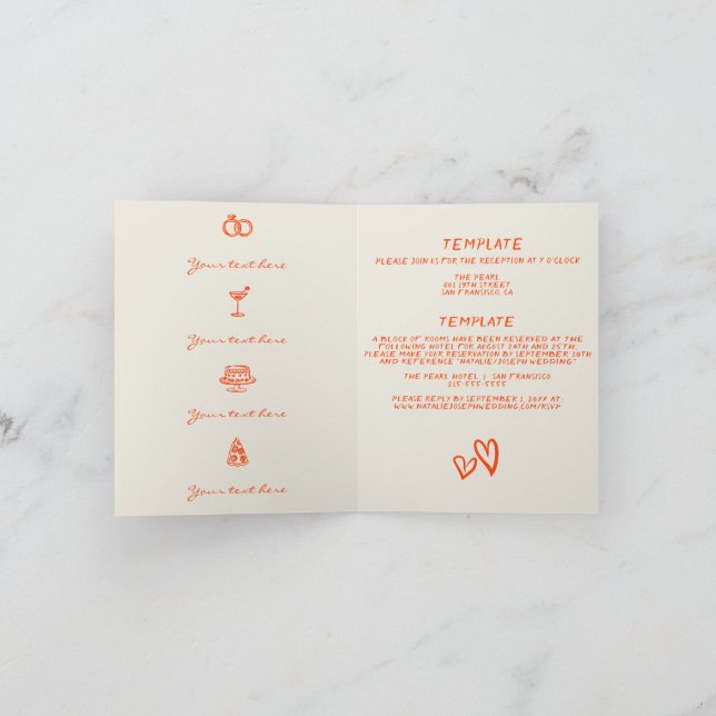 Colorful  All in one Wedding Folded Invitation (Inside)