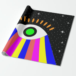 Colorful all seeing eye flat design with stars and wrapping paper