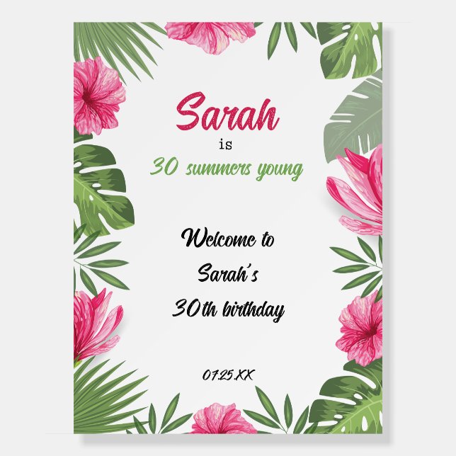 Colorful aloha birthday party welcome foam board (Front)