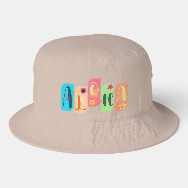 Colorful Aloha Greeting Bucket Hat (Front)