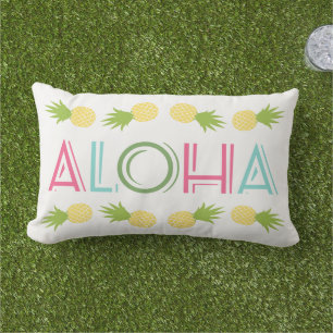 Colorful Aloha Pineapple Tropical Lumbar Pillow