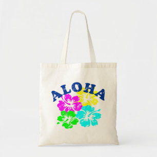 Colorful Aloha Vintage Tote Bag Hawaiian flowers