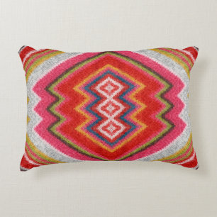 Colorful alpaca mohair sweater ornament closeup. accent pillow