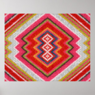 Colorful alpaca mohair sweater ornament closeup. poster