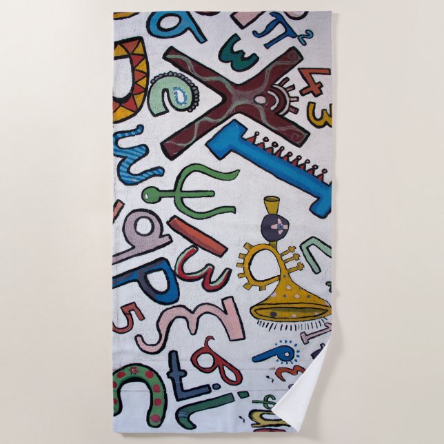 Colorful Alphabet Beach Towel (Front)