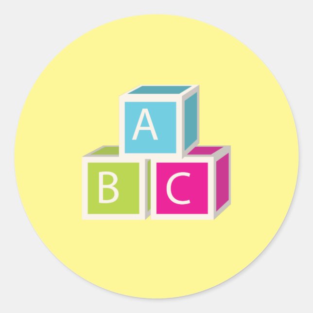 Colorful Alphabet blocks Classic Round Sticker (Front)
