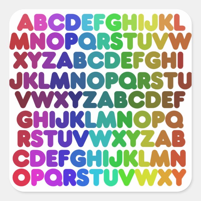 Colorful Alphabet for a TEACHER Square Sticker (Front)