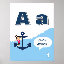 Colorful Alphabet Learning Poster Letter A