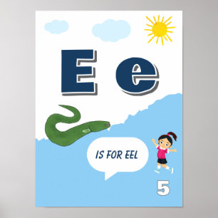 Colorful Alphabet Learning Poster Letter E