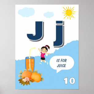 Colorful Alphabet Learning Poster Letter J