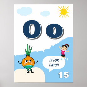 Colorful Alphabet Learning Poster Letter O