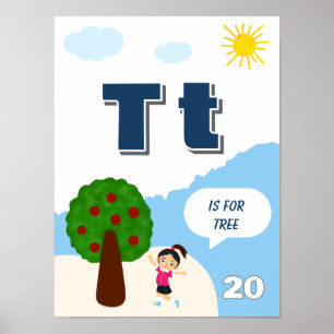 Colorful Alphabet Learning Poster Letter T