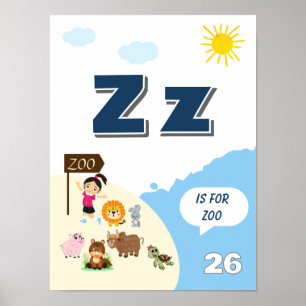 Colorful Alphabet Learning Poster Letter Z