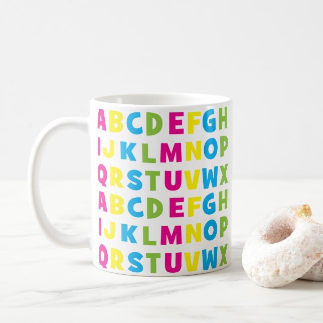Colorful Alphabet Letters  Coffee Mug (With Donut)