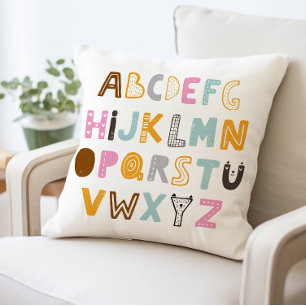 Colorful Alphabet Letters Pillow, ABC Throw Pillow