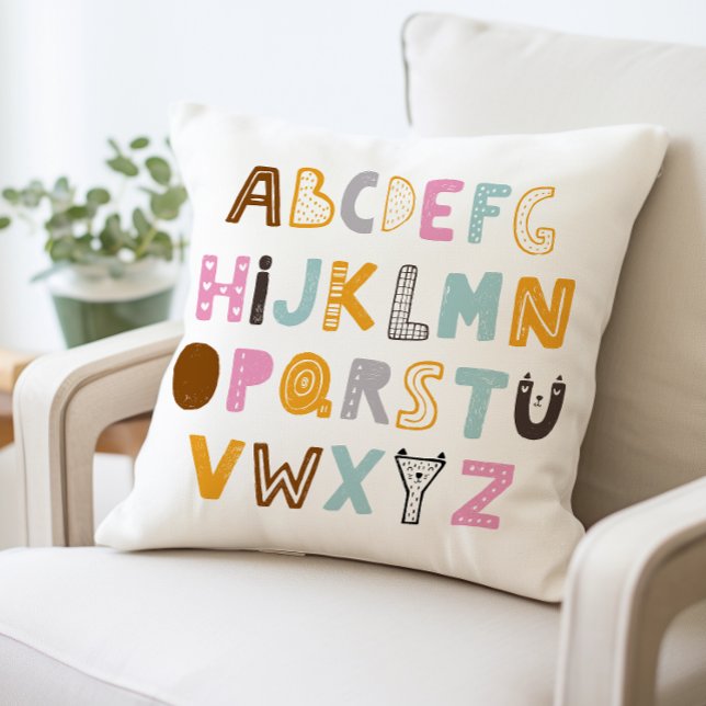 Colorful Alphabet Letters Pillow, ABC Throw Pillow (Creator Uploaded)