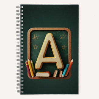 🎒 Colorful Alphabet Monogram Back To School Kids  Notebook